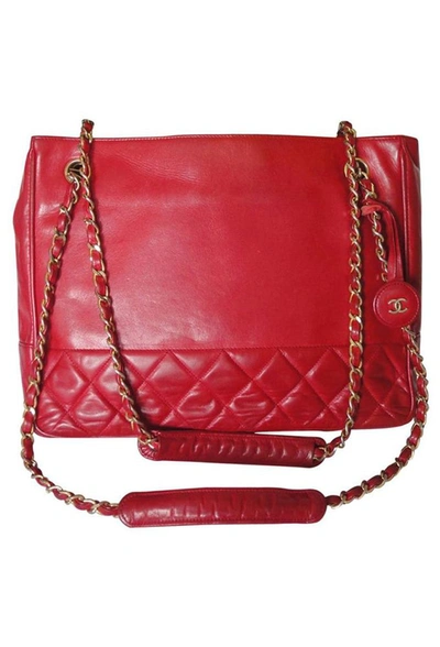Pre-owned Chanel Classic Red Calfskin Shoulder Bag