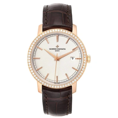 Shop Vacheron Constantin Traditionnelle Rose Gold Diamond Mens Watch 85520 In Not Applicable