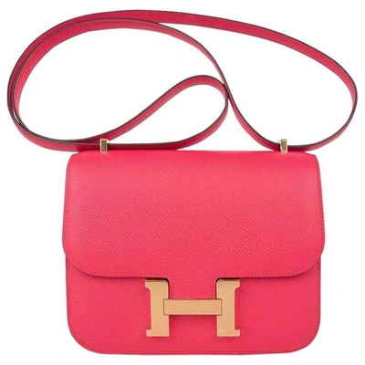 Hermès Constance Rose Texas et Rouge de Coeur Epsom 18 Palladium Hardware 2021 (Like New), Red Womens Handbag