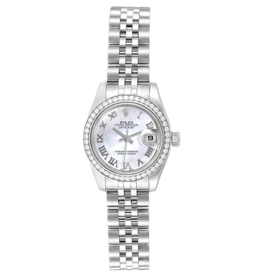 Shop Rolex Datejust 26 Steel White Gold Mop Diamond Ladies Watch 179384 In Not Applicable