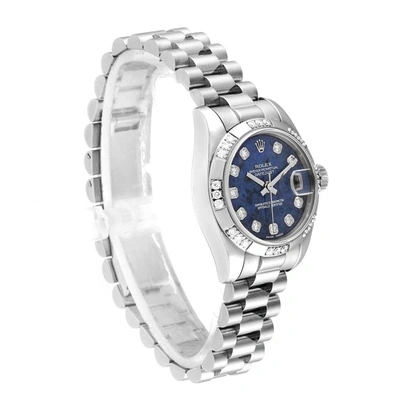 Shop Rolex President White Gold Sodalite Diamond Ladies Watch 179369 Box Card In Not Applicable