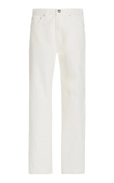 Shop Totême Women's Original Twisted-seam Rigid Mid-rise Straight-leg Jeans In White