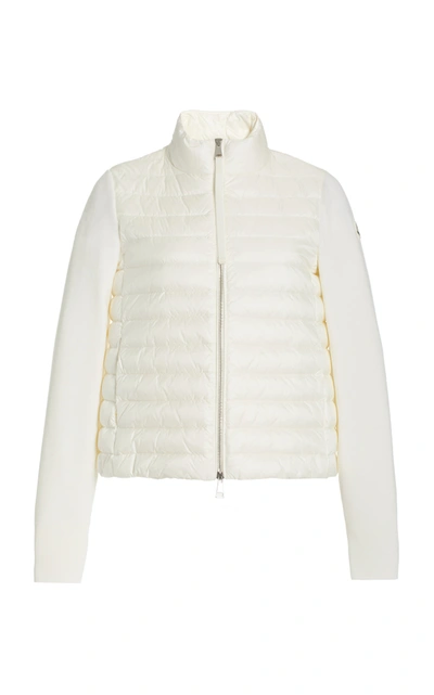 Shop Moncler Women's Down-paneled Wool Jacket In White