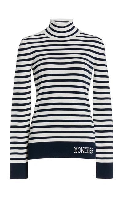 Shop Moncler Women's Lupetto Striped Turtleneck Sweater