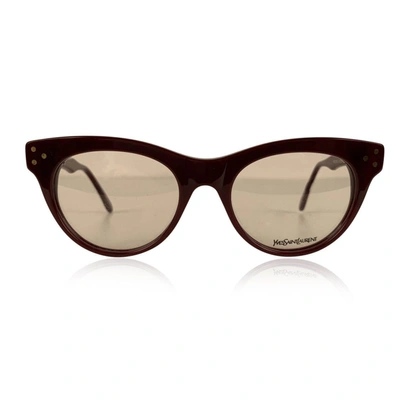 Pre-owned Saint Laurent Vintage Burgundy Procris 52mm Eyeglasses Frame In Neutrals