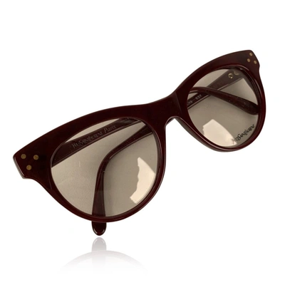 Pre-owned Saint Laurent Vintage Burgundy Procris 52mm Eyeglasses Frame In Neutrals