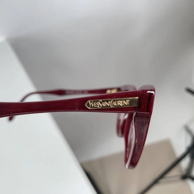 Pre-owned Saint Laurent Vintage Burgundy Procris 52mm Eyeglasses Frame In Neutrals