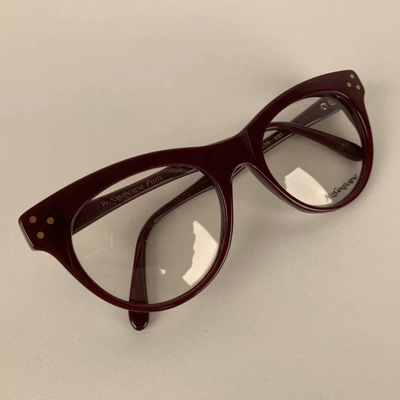 Pre-owned Saint Laurent Vintage Burgundy Procris 52mm Eyeglasses Frame In Neutrals