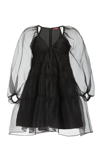 Shop Staud Women's Meadow Crinkled Organza Mini Dress In Black