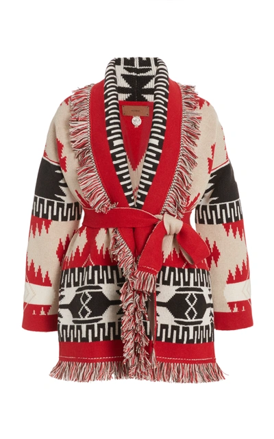 Shop Alanui Women's Icon Fringed Cashmere-wool Cardigan In Red