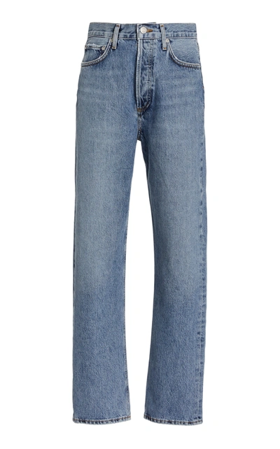 Shop Agolde 90s Pinch Waist Rigid High-rise Straight-leg Jeans In Medium Wash