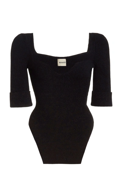 Shop Khaite Women's Irina Ribbed-knit Top In Black