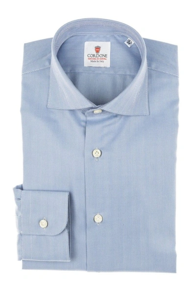Shop Cordone1956 Big Spina Shirt Slim Fit In Blue
