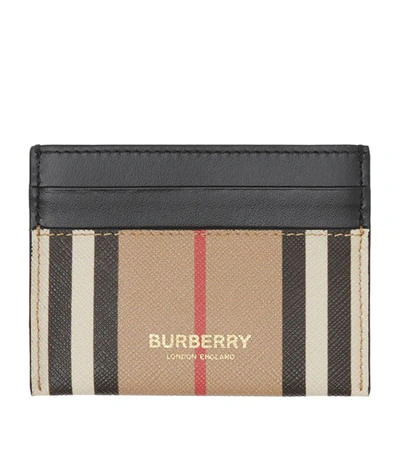 Shop Burberry Icon Stripe E-canvas Card Case In Neutrals