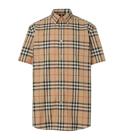 Shop Burberry Check Short-sleeved Shirt In Neutrals