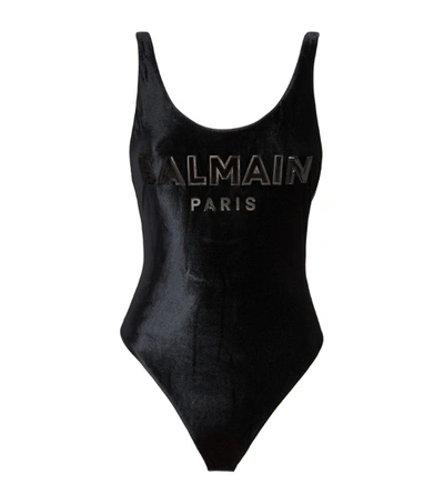 Shop Balmain Logo Swimsuit