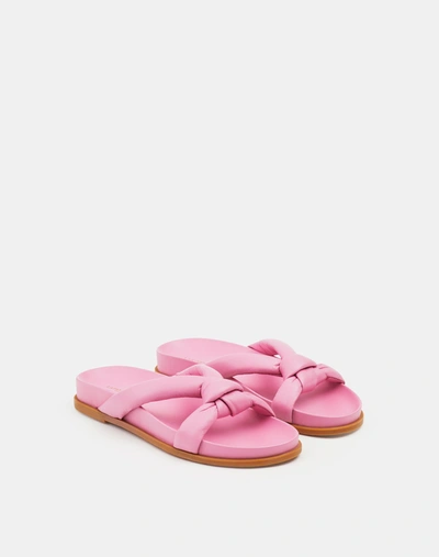 Shop Lafayette 148 Nappa Leather Honore Flat Sandal-dahlia In Pink