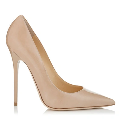 Jimmy Choo Anouk Patent Leather Pointy Toe Pumps In Nude