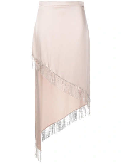 Shop David Koma Draped Asymmetric Midi Skirt In Neutrals