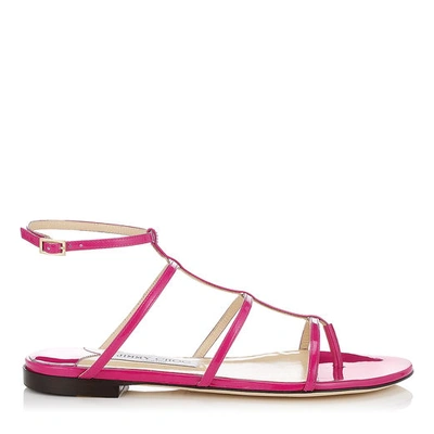 Jimmy Choo Woman Doodle Patent-leather Sandals Magenta In Jazzberry