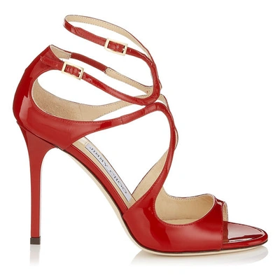Jimmy Choo Lang Red Patent Leather Strappy Sandals