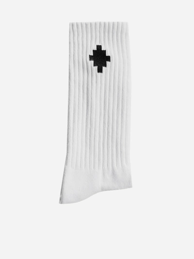 Shop Marcelo Burlon County Of Milan Cross-logo Stretch Cotton Socks