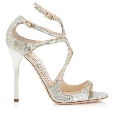 Shop Jimmy Choo Lance Glitter Leather Sandals In Champagne