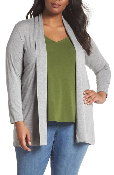 Shop Vince Camuto Heathered Open Front Jersey Cardigan In Lt Hthr Gr