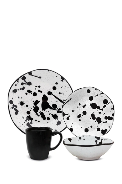 Shop Manhattan Comfort Ryo 16-piece Dinner Set In Black And White