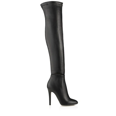 Shop Jimmy Choo Turner Black Calf And Stretch Nappa Over The Knee Boots In Black/black