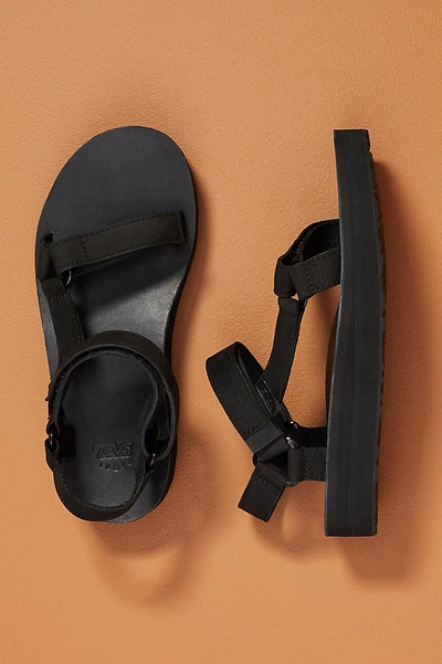 Shop Teva Universal Midform Leather Sandals In Black
