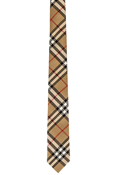 Shop Burberry Check Tie In Archive Beige