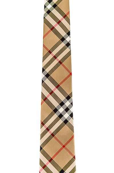 Shop Burberry Check Tie In Archive Beige