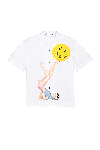 Shop Palm Angels Bowling Shirt In White