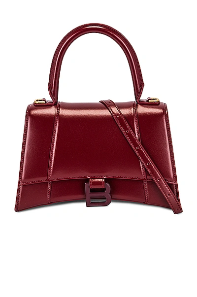 Shop Balenciaga Small Hourglass Top Handle Bag In Dark Red