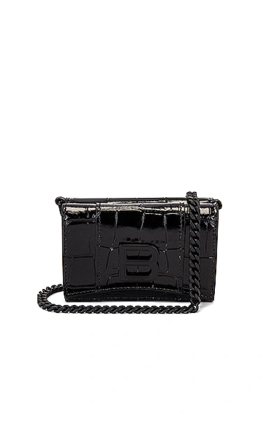 Shop Balenciaga Mini Hourglass Wallet On Chain Bag In Black