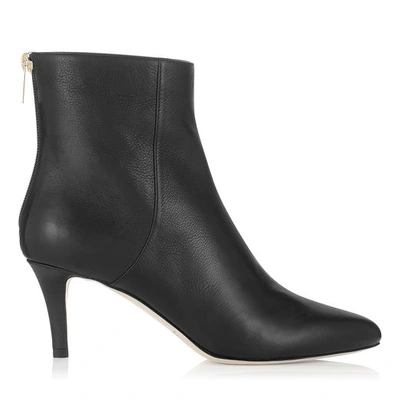 Shop Jimmy Choo Brody Grainy Calf Leather Round Toe Ankle Boots In Black