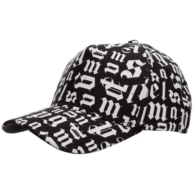 Shop Palm Angels Monogram Baseball Cap In Black - White