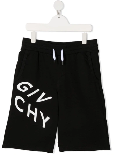 Shop Givenchy Jersey Bermuda With Contrasting Logo Print In Black