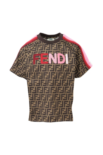 Shop Fendi T-shirt In E Zucca Rosa