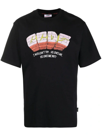 Shop Gcds Black Cotton T-shirt In Nero