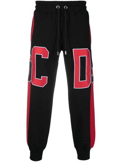 Shop Gcds Black And Red Cotton Trackpants In Rosso