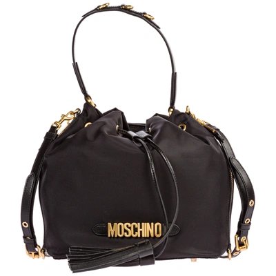 Shop Moschino Biker Handbags In Black