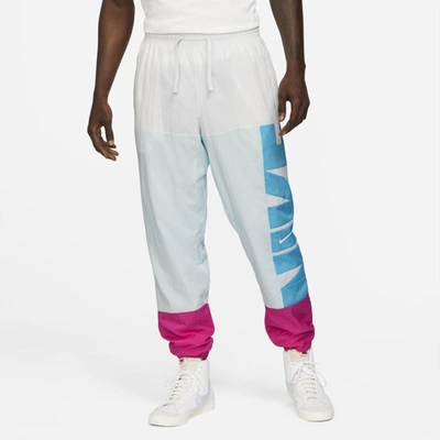 Men's Colorblocked Basketball Pants In White,glacier Blue,fireberry,light  Blue Fury