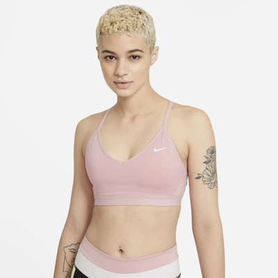Shop Nike Indy Women's Light-support Padded Sports Bra In Pink Glaze,pure,pink Glaze,white