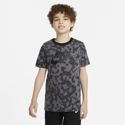 Shop Nike Sportswear Big Kids' Printed T-shirt In Iron Grey