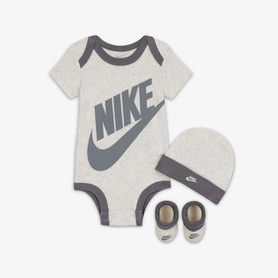 Shop Nike Baby Bodysuit, Hat And Booties Box Set In Multi-color