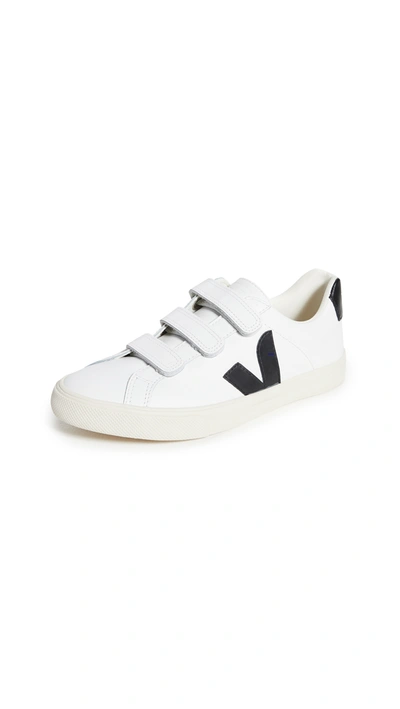 Shop Veja 3-lock Logo Sneakers In Extra White/black