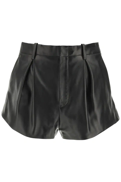 Shop Saint Laurent Leather Shorts In Black