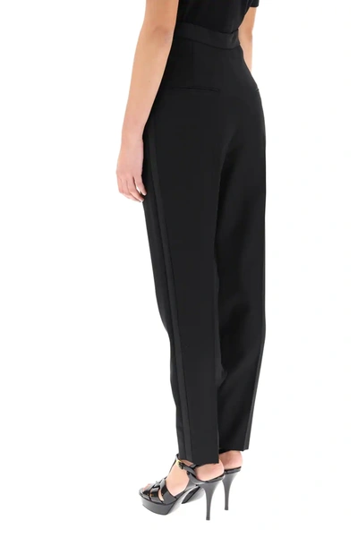 Shop Saint Laurent Classic Trousers In Grain De Poudre In Black